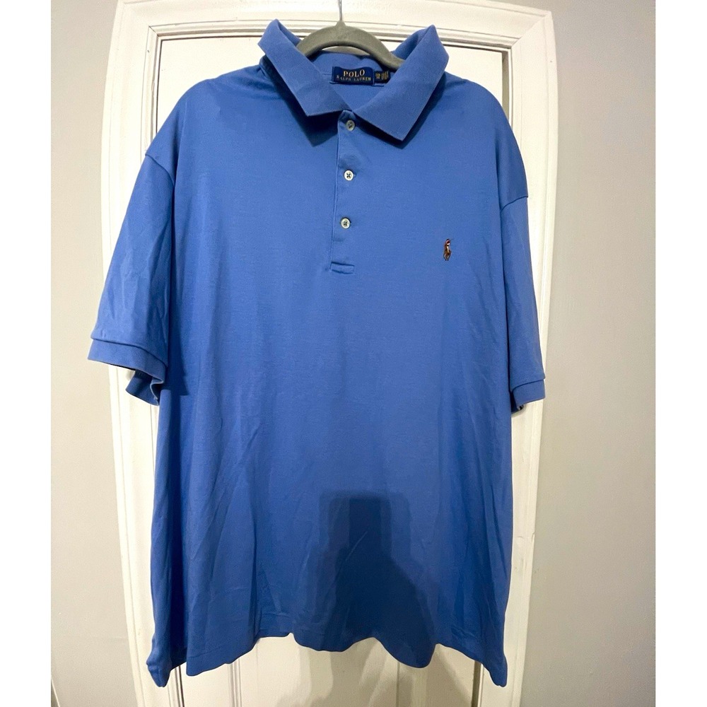 Polo Ralph Lauren Men's 2XL Big & Tall Blue Solid Cotton Golf Polo Shirt - Picture 1 of 4